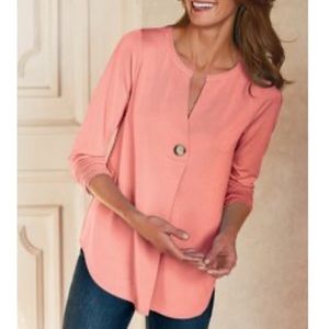 Soft Surroundings Peach Tia Long Sleeves Top XS